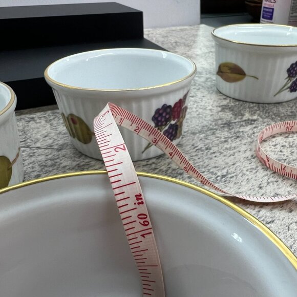 Royal Worcester Fine Porcelain Set of 6 Evesham Ramekin Dish Made in England - Picture 11 of 16